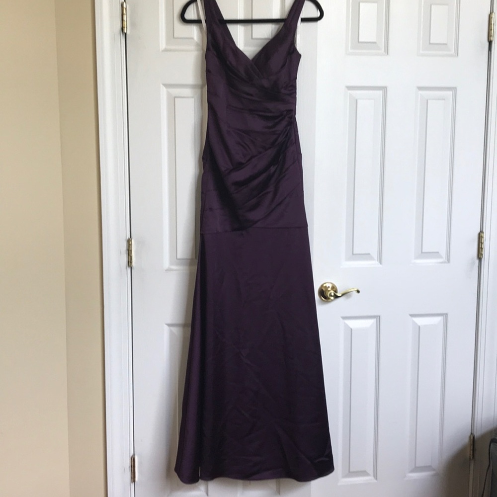David’s Bridal Plum Floor Length Gown